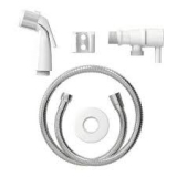 Kit de Ducha Higienica de ABS com Gatilho, Flexivel e Registro Modelo Luxo - Branco Embalagem Blister Unitario