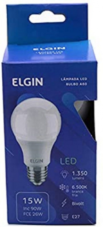 LAMPADA BULBO LED A65 15W BIVOLT 6500K BRANCA 1100LM - ELGIN
