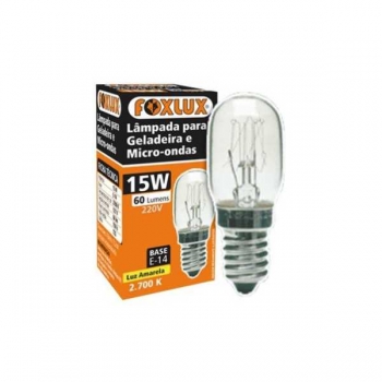 LAMPADA P/ GELADEIRA E MICROONDAS 15 W 220 V E-14 LUZ AMARELA - FOXLUX