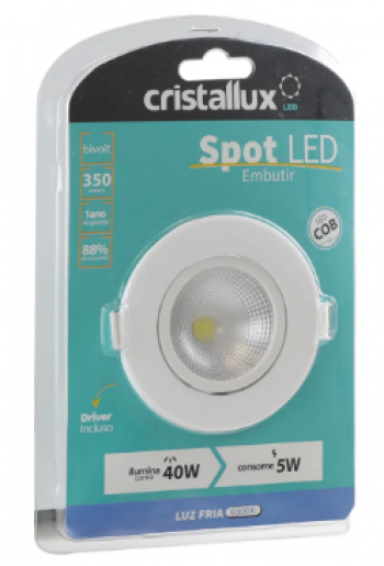 SPOT EMBUTIR DIREC. 7W 5500K - CRISTALLUX