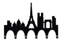 PORTA CHAVES MDF 6 SUPORTES PARIS - PRETO