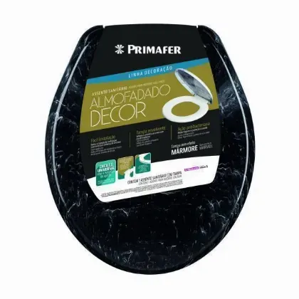 Assentos sanitários / Vasos Assento Sanitário Universal Almofadado Fofinho Decorado Mármore Preto Primafer