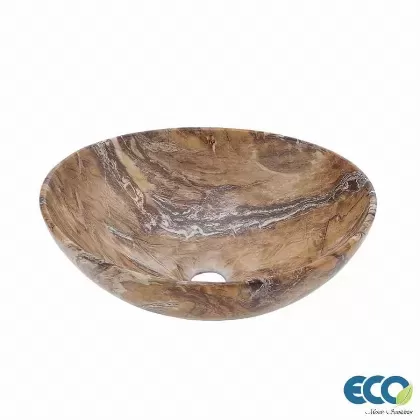 Móveis para banheiro / Cubas  Cuba de Banheiro Louça Apoio Oval no Modelo Mármore Ônix Marrom - Eco Metais