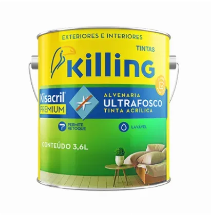 Kisacril Tinta Acrílica Ultra Fosco Interna e Externa - Disponível 900mL, 3,6L e 18L