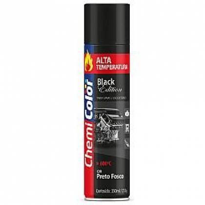 TINTA SPRAY ALTA TEMPERATURA PRETO FOSCO 350ml 215g CHEMICOLOR (ONU 1950 AEROSSOIS 2.1 (23))